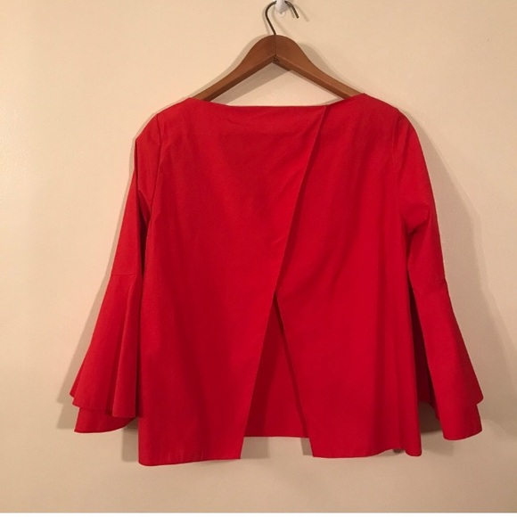 Alice + Olivia Bell Sleeve Split Back Top sz M, Red - Picture 1 of 5